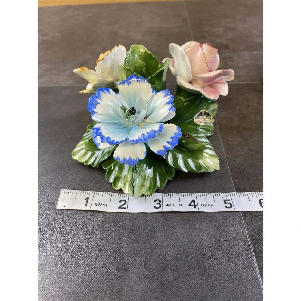VTG Nuova Capodimonte Floral Candlestick Holders-Made in Italy